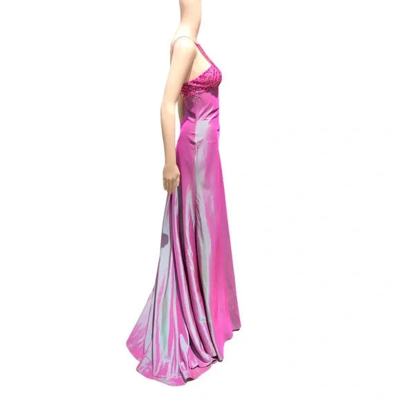 Elie Saab NWT with defects pinkish ombré formal gown with sequin top and wrap - Picture 7 of 15